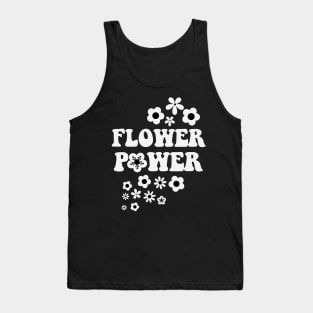 Black n White Flower Power Seamless Pattern Graphic Print Tank Top